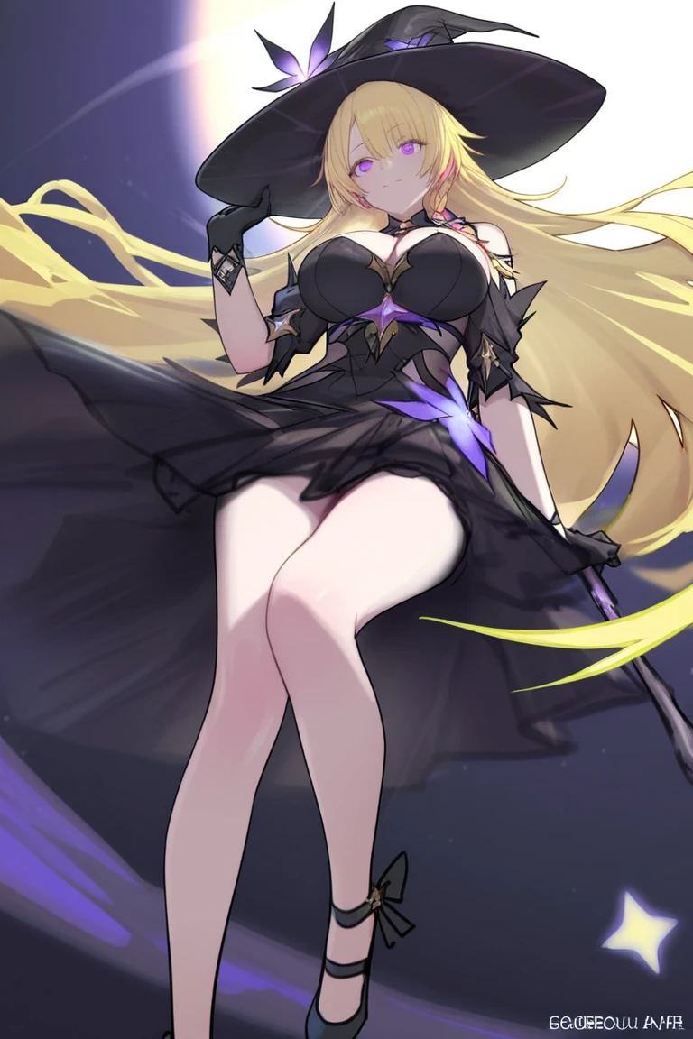A blonde with long hair、Woman in uniform posing for photo，She put her hands on her hips，，1 plump girl，exposed bare shoulders，combed blonde hair，mediuml breasts，Nipple chains，Wear gloves at the elbows，mitts，Large breasts，Long gray hair，无袖，sleeveless shirts，独奏，spark of light，Tongue rest，stick out her nipples，whitegloves，window，yellow eyes