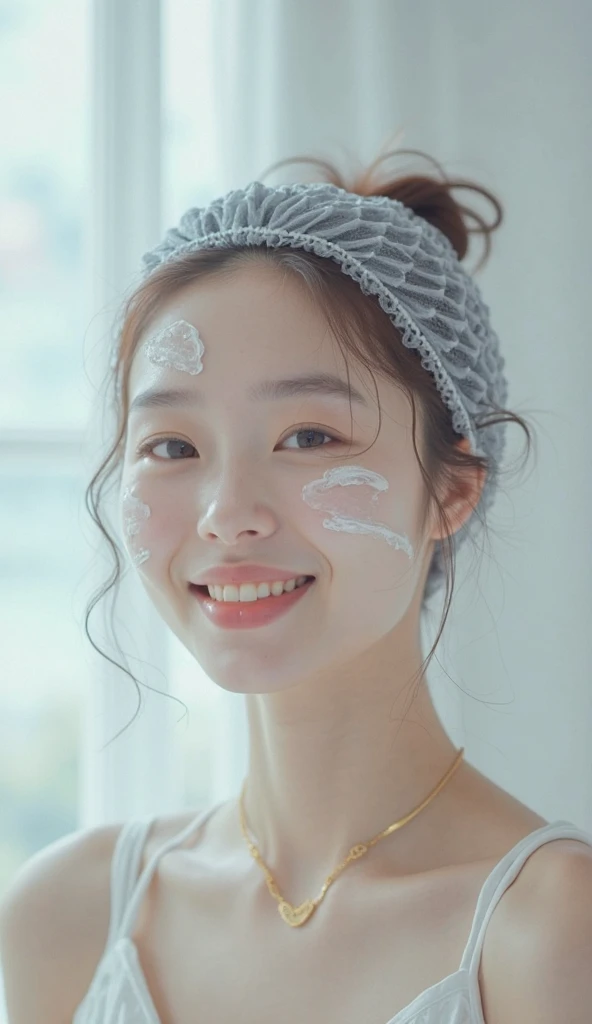 (Tabletop、highest quality、8k、Award-winning works、Ultra-high resolution)、one beautiful nurse、45 year old mature woman、(The perfect white nurse coat:1.2)、Chignon、Accurate anatomy、Beautiful Smile、Fully closed lips、(Blurred pure white background:1.1)、Very bright lighting、(Close-up of face:1.3)、Perfect beautiful makeup、(Semen-covered face:1.3)、Cleavage、Sparkling, beautiful eyes