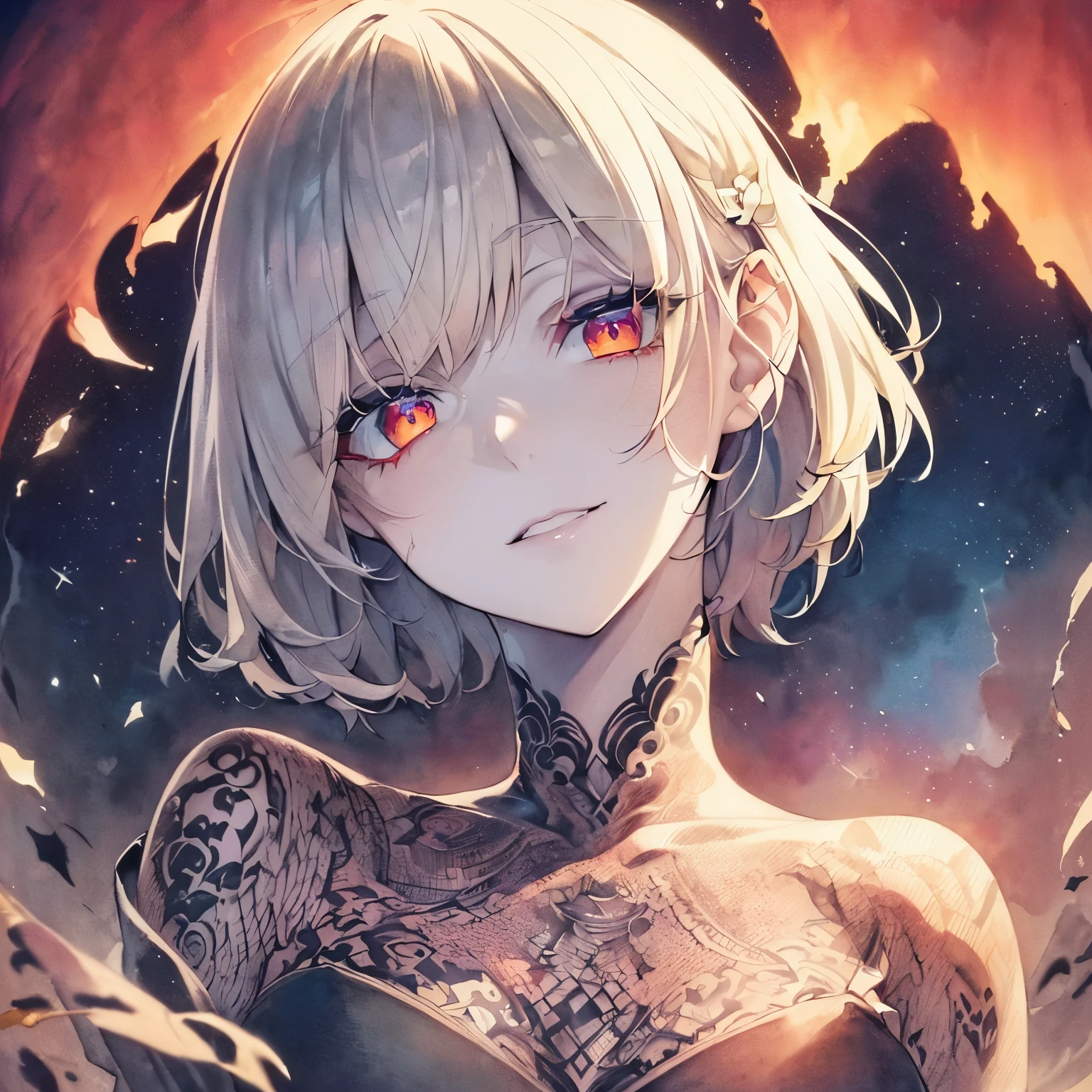 1girll,White color hair,Various hairstyles,Wear a black flower on your head,beauitful face,crisp breasts,Convex buttocks,Wearing a black gauze tights,Wear a black wristband,Black lace-up heels,Wearing a black military uniform overcoat,The inside of the coat is red,perfectly proportioned, Cinematic lighting, filmgrain, Fujicolor, lightand shade contrast, 8K, 巨作, Textured skin, Super detail, high detal, High quality, A high resolution,