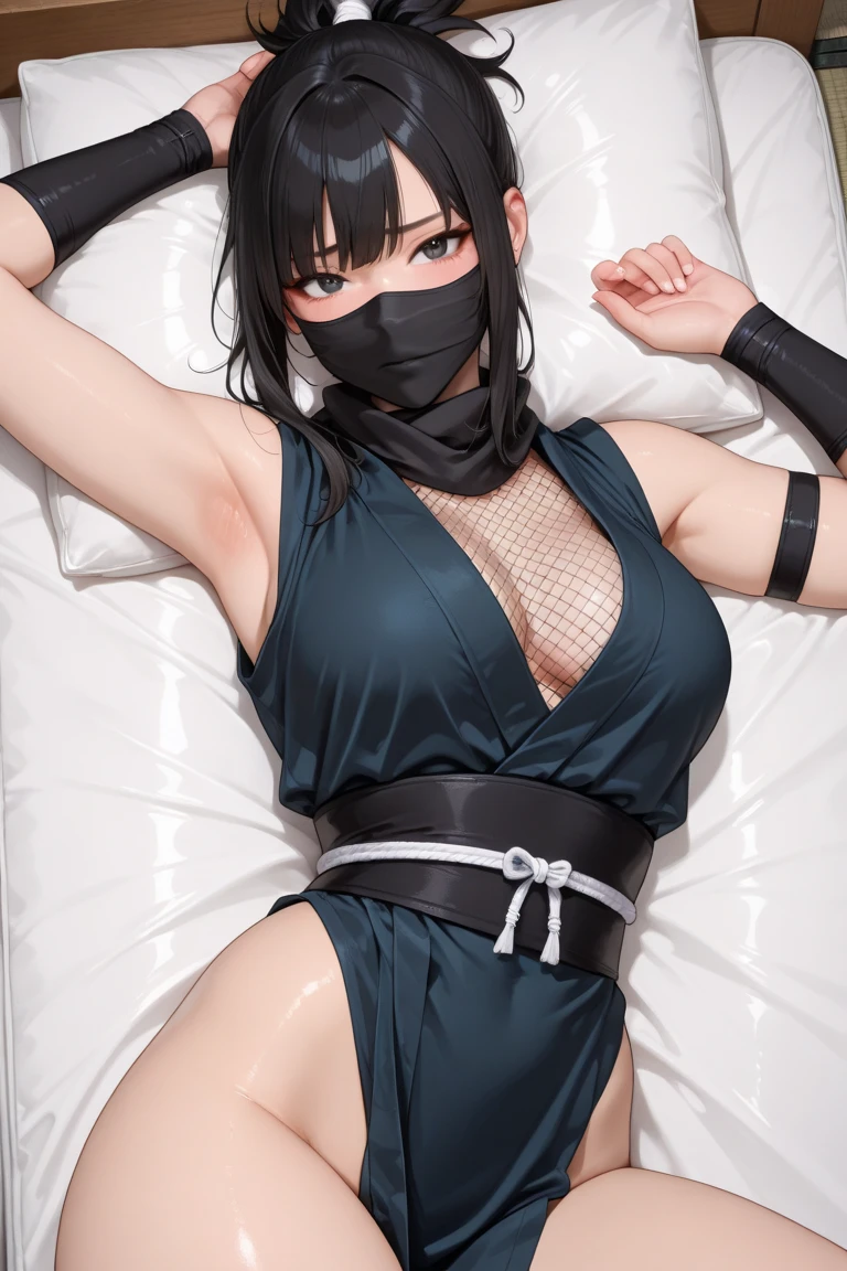 work of art, (pink kimono), alluring face, good lighting, neckleace, fine-details, work of art, glare eyes, 1 girl, Bblack hair, gag, bamboo, nezuko kamado, wisteria background, work of art, best qualityer, all-body, Broad Hips, NSFW, Skir is located, with clothese, body skinny, cool body, perfect curves, Thin woman, big nails