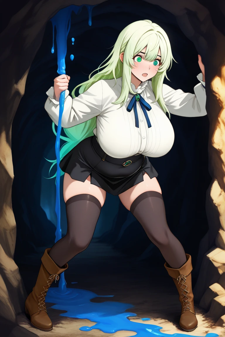 nsfw, nude, naked、 、 run elise jewelria, , green hair, long hair, red eyes, AHOGE. , , Nipples, Big Breasts、Abandoned amusement park、 file, crying ,Flooding、abandoned hospital、fire、Heavy snowfall、frozen、 、whole body, 、 Lightning strikes, Standing pee