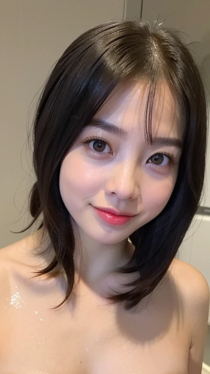 (masterpiece:1.3), high resolution, ultra detailed, extremely detailed CG unity 8k wallpaper, realistic, photo-realistic, RAW photo, beautiful detailed face, pale skin, realistic skin, detailed cloth texture, detailed hair texture, Perfect proportion, Beautiful Face, accurate, Anatomically correct, Highly detailed face and skin texture, natural neck length, (beautiful hands), (fair skin:1.2), Thin legs, Thin feet, Sexy thighs,
BREAK,
Detailed eyes, symmetrical eyes, Light Brown eyes, Double eyelids, Thin eyebrows, ((Pretty smile:1.2)), (blush:1.2),
BREAK,
(A Classy and Cute girl:1.3), (beautiful gown), (slender figure:1.2),
(Dark brown hair, wavy hair), ((short hair, asymmetrical bangs:1.2)), (full body shot), (looking at viewer:1.2),
BREAK,
(locker room),
