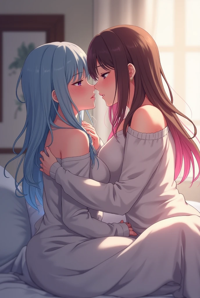 2girls, sleeping with head on another's inner thigh, thigh pillow, Hatsune Miku, lap pillow, soft thighs, sleeping