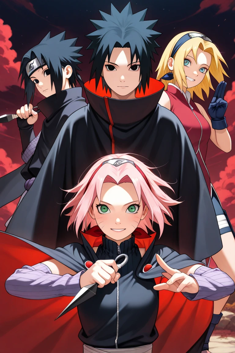 Jinchuuriki sakura haruno getting tied up and gagged by akatsuki