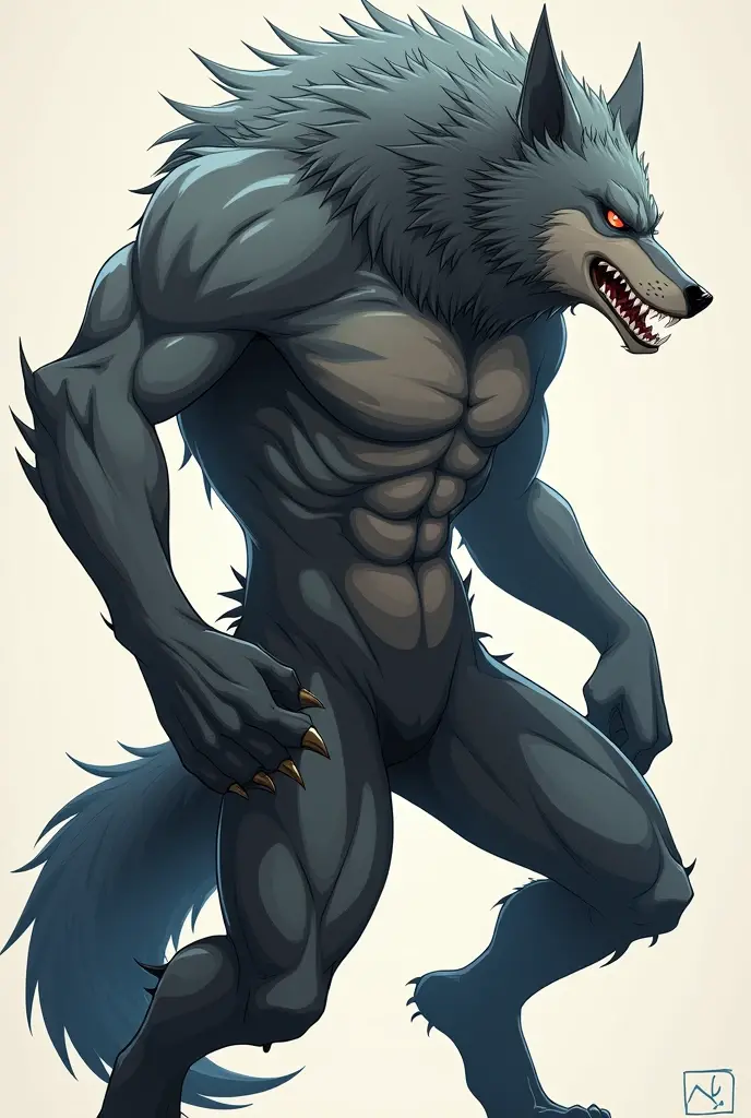 Wolf Man、cool、smile、No background、My Hero Academia style