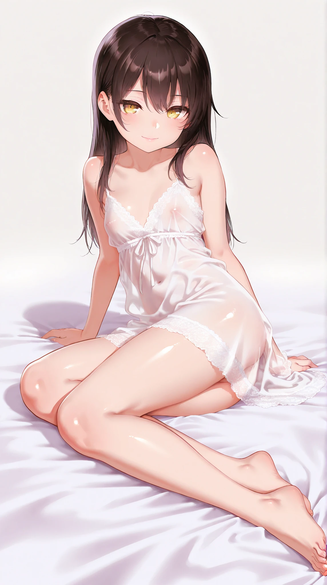 girl, Sweat, vapor, Center of chest, shy, Great hands, Looking at the audience, Cute Smile