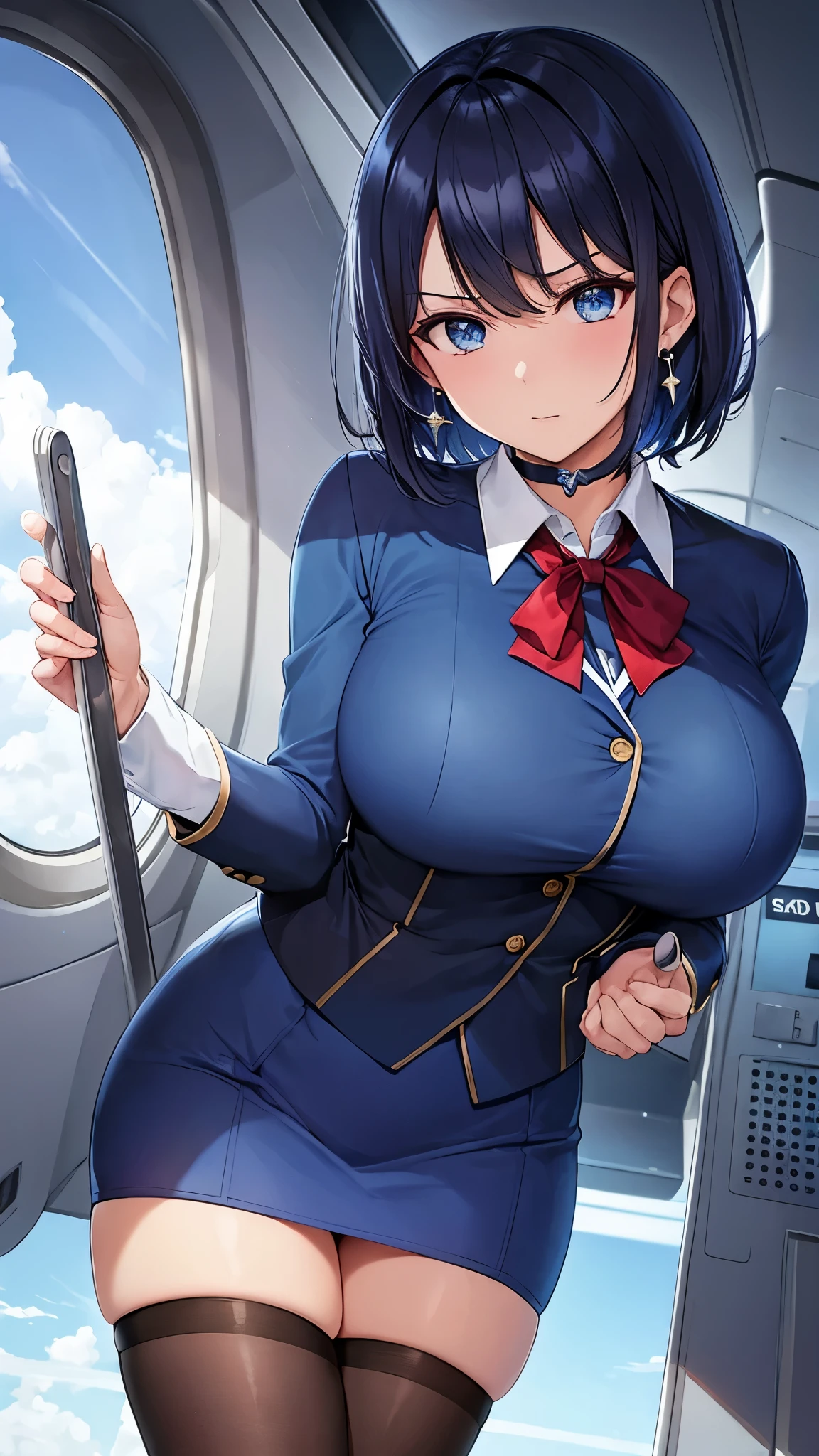 (shylily/(Twich/):1.5),(masterpiece:1.2),(best quality:1.2),, (1girl:1.3),(masterpiece:1.2),(8K high resolution), (best quality), (RAW image quality), (Practical), (Practical:1.37), ,Large, spotted eyes,Long eyelashes,,Clear facial features,,White skin,(ultimate face,),Best Portrait, ,Beautiful and delicate eyes,Very delicate skin,(Double eyelid face is good looking),,((Full body image)) ,Beautiful face,,Women around 30 years old,(Beautiful Face 1.4),Straight hair length,,(Lipstick,sparkles around eyes,Beautiful earrings),((Filming on an airplane)),(Stewardess uniform,)),(Flight attendant in uniform),,(3/4 length),Head-on shooting,,Close range shooting,,(((Always look at the audience and smile),(No,Show a little cleavage),,wear a skirt、((Wearing a stewardess)),(Show a beautiful smile without opening your mouth),(please spread your legs,show me your crotch.)