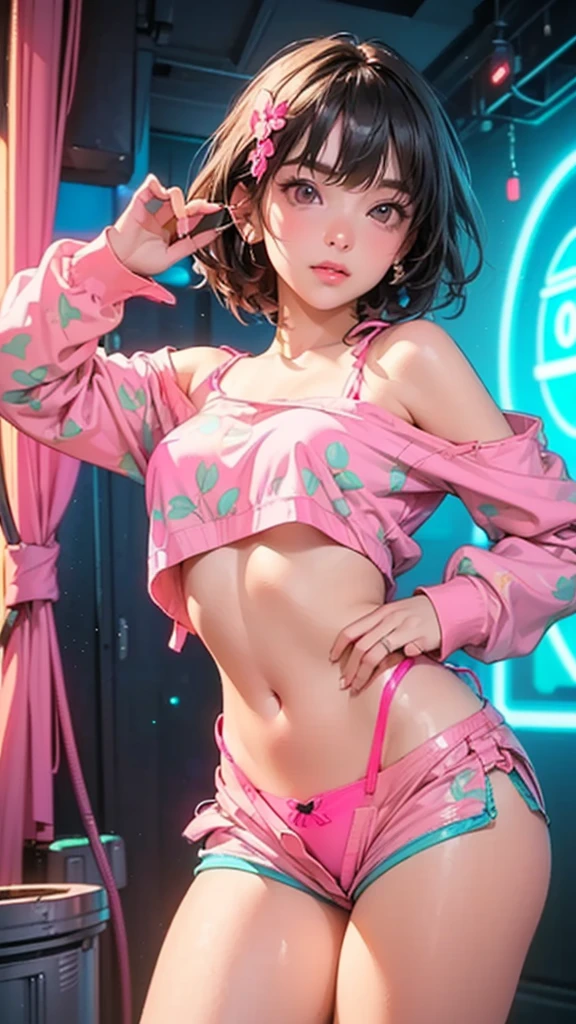 (Young  face:1.35)、(１０age:1.35)、Arafe girls taking photos in colorful costumes, y 2k cute core clown core, Cute decora rainbow core, Cute HQ rendering, Candy Girl, Inspired by Decora, Unreal Engine : : rave makeup, labor girl, Rave Girl, rave costume, glitch punk girl, Soda themed girl, playful and cheerful, 80&#39;s pinup style、(Leg spread、Peeing:1.4)