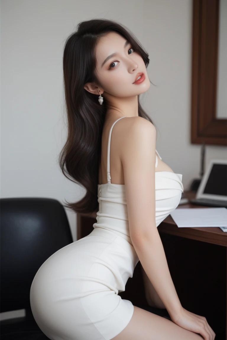 1 Girl,office,Soft Light,Chinese Beauty,Tight Fit,Transparent dress,Sexy