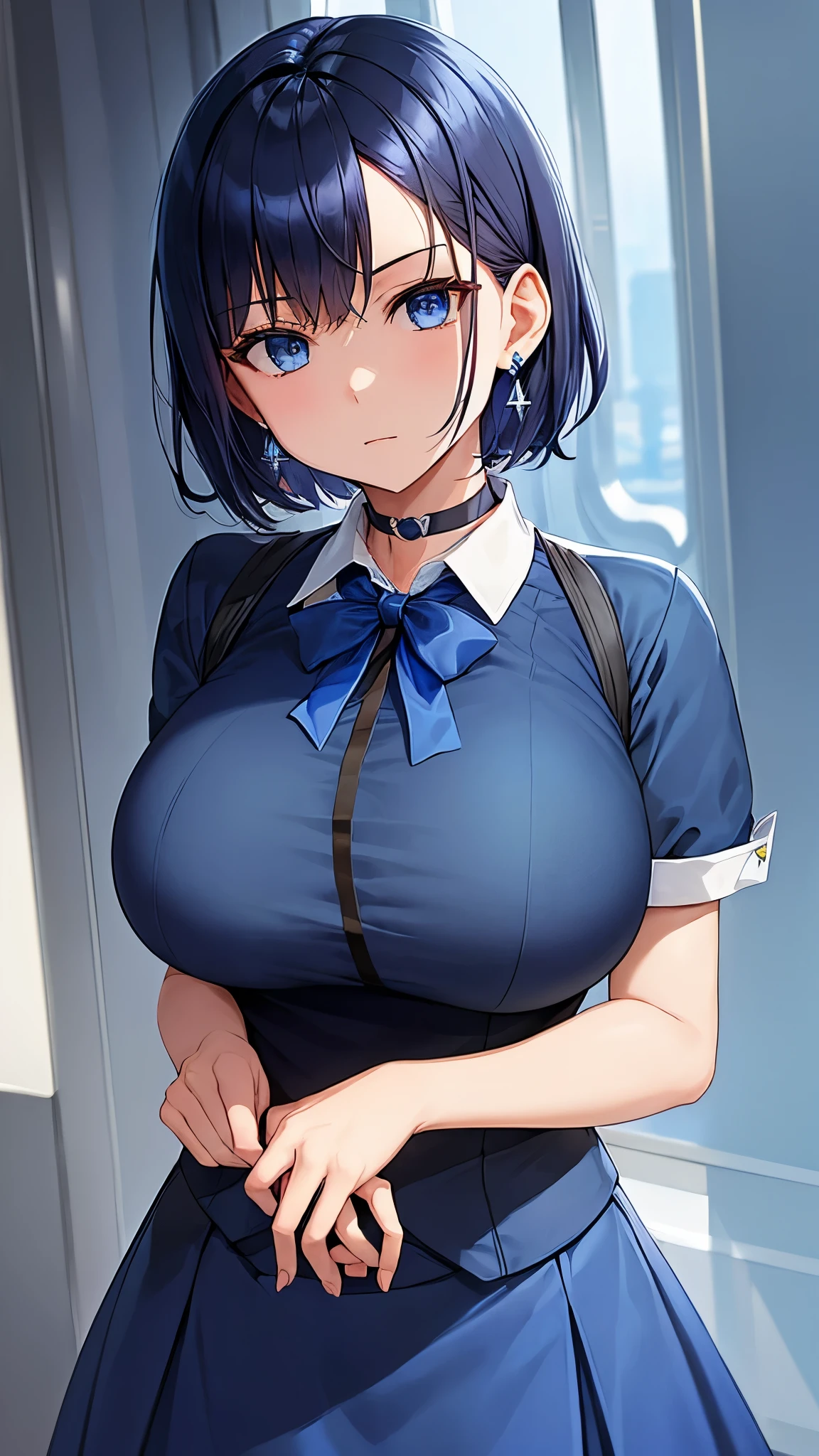 tomboy、Hands on hips、Leaning forward、Big Breasts