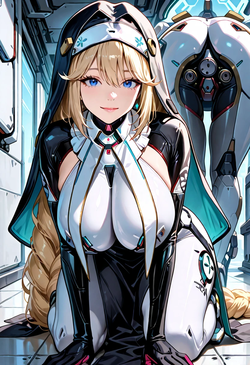 ((((Obra maestra, La mejor calidad, ultrahigh resolution)))), 1girl, standing, ((long yellow hair, yellow hair over eye)), long hair cut, shiny skin, ((blue eyes)), glowing_eyes, neon eyes, (ultra detailed eyes:0.7, beautiful and detailed face, detailed eyes:0.9), ((centered)), smile, ((wide shot)), facing viewer, ((vibrant background, bright lighting, summer, sunlight)), large chested, looking at viewer,, ((perfect hands)), (((head:1, arms, hips in view, elbows, arms, legs, in view))), ((hands behind back)), beautiful lighting, ((outside, outdoors)), defined subject, head tilt, (((gritty)), ((creepy)), ((cool)), ((beautiful)), seductive smile, seductive woman, sexy woman, teasing, Translucent Bunnysuit, wearing nothing, open chest, open shoulders, translucent stocking,