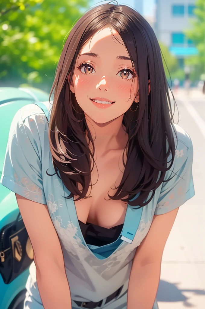 (masterpiece:1.2, top-quality), (realistic, photorealistic:1.4), beautiful illustration, (natural side lighting, movie lighting),
looking at viewer, full body, 1 girl, japanese, high school girl, perfect face, (perfect anatomy, anatomically correct, super detailed skin), cute and symmetrical face, shiny skin,
(long hair, curvy hair, wheat beige hair), bangs, maroon eyes, long eye lasher, (large breasts, seductive thighs), glamorous body, navel, breasts, barefoot, ,
beautiful detailed hair, beautiful face, beautiful detailed eyes, beautiful clavicle, beautiful body, beautiful chest, beautiful thigh, beautiful legs, beautiful detailed hands, (five fingers)
(detailed cloth texture, light blue striped tank top, navy short shorts), midriff, collarbone, cleavage,
(beautiful scenery), summer, night, (park:1.2, streetlight, sidewalk, park bench:1.2, ), sweat, (seductiv smile, blush, hollow eyes, lazy eyes), (plump:1.2),