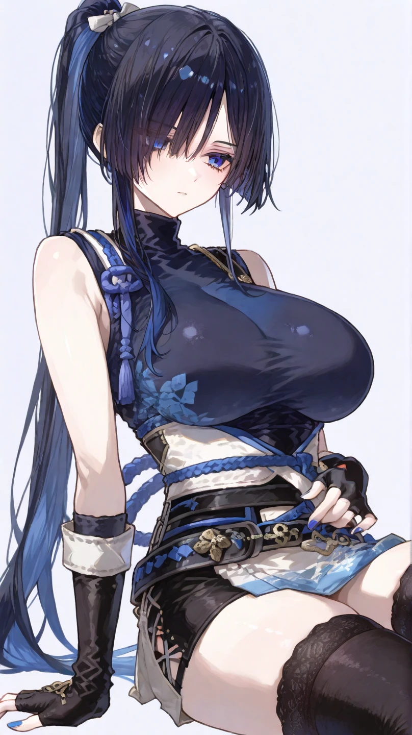(perfect body, perfect anatomy, Beautiful, Aesthetic, Perfect, Delicate, Intricate, Best quality, Masterpiece, Detailed, high resolution), 1girl, arms behind back bound, Navy Blue color armbinder, (vulgarity, blush, sexual ecstasy, trembling), Navy Blue color Panelgag, Navy Blue Underbust Corset, slender body, age Girl, Black hair, long Straight hair, blue eyes, Navy Blue Leather Thigh High Socks, naked