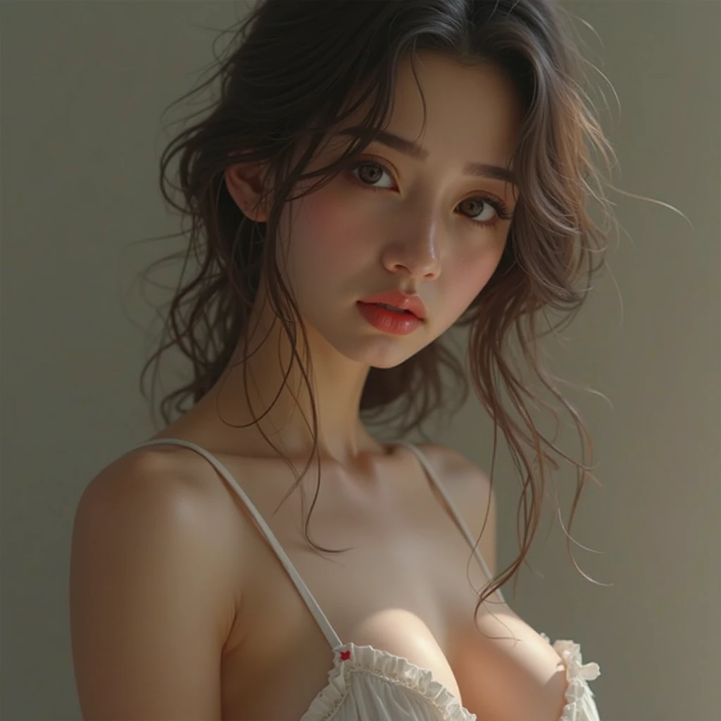 Tabletop, Highest quality, figure, Very detailed, In detail, High resolution, 8k wallpaper, Perfect dynamic composition, Beautiful attention to detail, Women's Fashion Summer,Medium Hair,Small Breasts Natural Color Lip, Bold sexy pose,smile,Harajuku、20-year-old girl、cute、sexy shot looking at camera