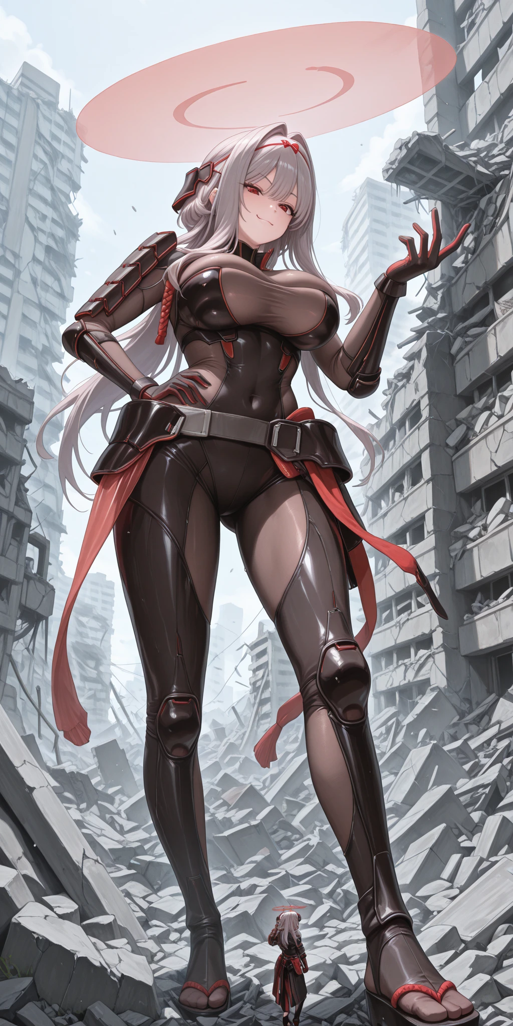 masterpiece, best quality, IncrsLowTier, electricity, glowing eyes zerotwo horns, hairband, necktie, red dress, pantyhose horns, hairband, red bodysuit, armlet, mecha horns, hairband, white bodysuit, white gloves, cap, red dress, white gloves, jacket on shoulders, pantyhose, cyber_armor body_suit,huge_breast, tall female, fulll body, sun light, smile,, sun aura,, boots, standing, smile, lips, red lips,,,{best quality}, {amazing quality} {best quality},{amazing quality},, {absurdres},{{highres}}, {very aesthetic}, {detailed}, curvy, tall, huge breast, character focus, white background,full-length portrait,, huge hips, huge muscles, huge thighs, curvaceous, venus figure,full body, full portrait