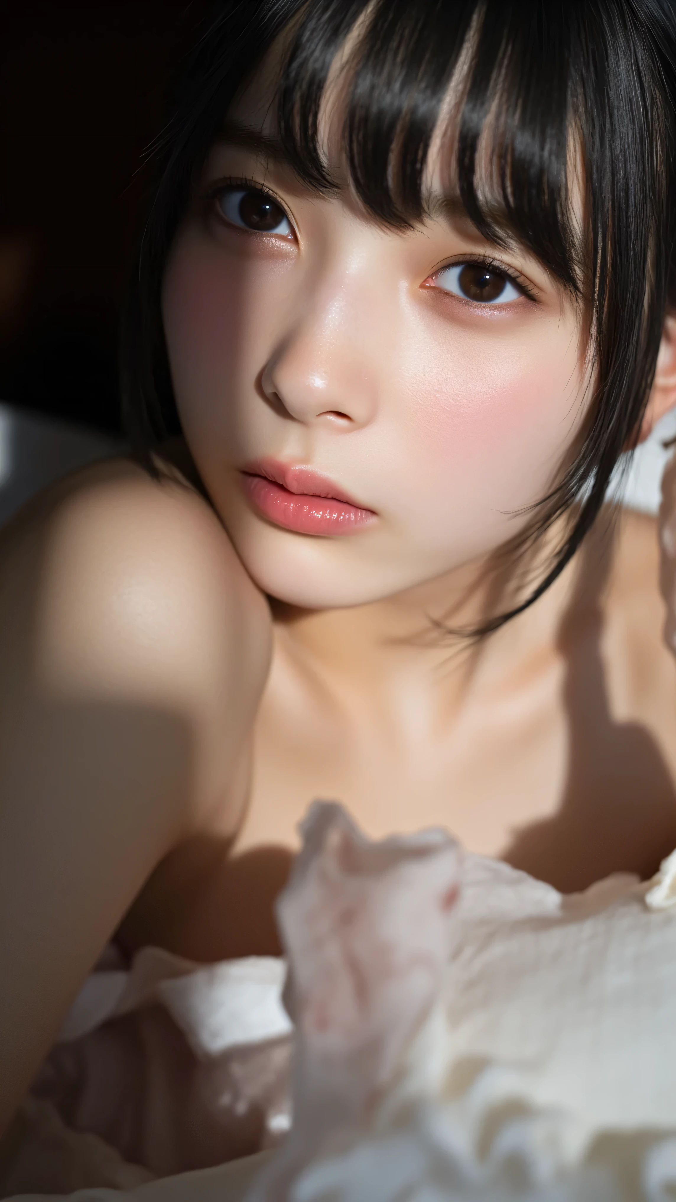 masterpiece、highest quality、Realistic、(Ultra-realistic), (Awareness-raising), (High resolution), (8k), (Very detailed), (The best Awareness-raisingns), (Beautiful and fine details), (highest quality),( Laughter)、 (Ultra-detailed), (masterpiece), (wallpaper), (Detailed face) 、lightly open-mouthed、Sticking out tongue、Laughter,(Underarm),( Laughter),Plump,solo,Luxury Bedroom、(Wearing a silk open-neck shirt), Sweaty, Japanese, (Camel Toe)、(Big huge breasts)、Big Tits、Simple living room, Well-maintained white teeth、Ultimate beauty、Sweaty、Cleavage、belly button、Underarm、Beautiful female hands、Brown eyebrows、Captivating look、Beautiful Kube、Sexy panties、Angel Lip、Mecozi、Teenage Girls、Underarm、Hair length、Butt、Perfect Fingers、Abdominal muscles、So ridiculous、lightly open-mouthed、Professional Lighting、Vacant rooms、Anatomically correct、