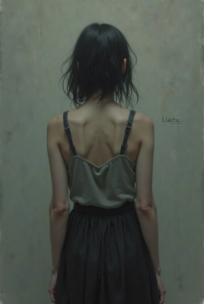 the same woman from behind hyper realistic