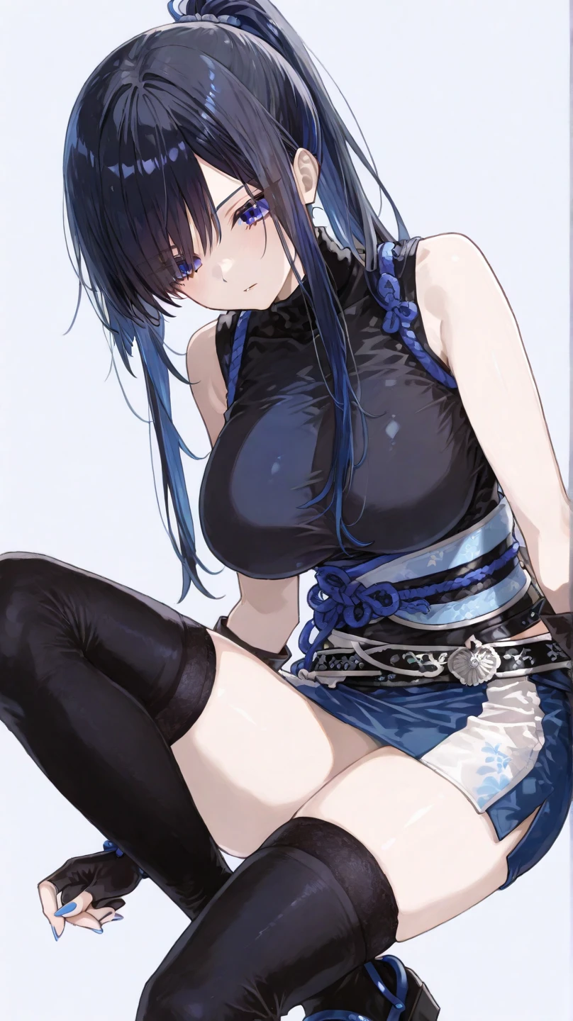 Beautiful woman with large breasts and blue hair、She stripped naked.、sitting on a park bench with legs spread。Masturbating with hands。Out of breath、Blowing tide