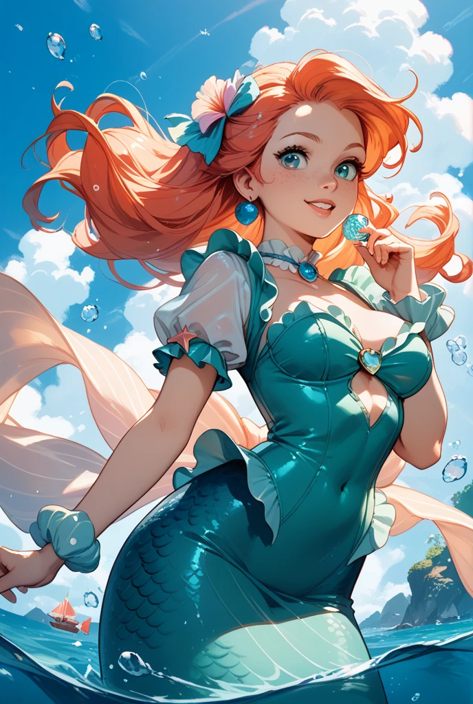 8K、Very detailed、Wearing seapunk fashion、In the sea、Mermaid、Medium chest