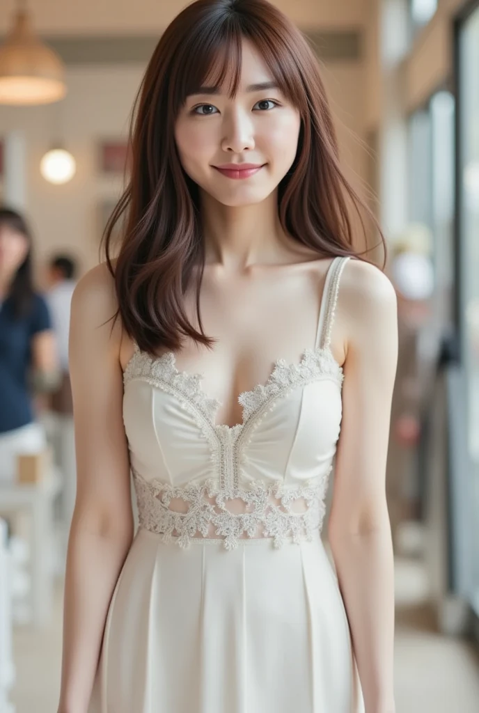 RAW, Analog, Nikon Z 85mm, award-winning glamour photo, ((best quality), (masterpiece), (realistic), 18th century, vintage image, gorgeous Chinese woman dressed with Bordeaux wine and wine glasses next to it White lace dress, crowned, 25 years old, (long brown hair), hazel eyes, lively small breasts, sitting outside in a Parisian café, Eiffel Tower background, petite, ((small tits)), innocent, , intricate details, highly detailed, sharp focus, professional, 4k, spring flowers blooming, god ray, hand model, stunning blue eyes, petite, delicate, innocent, high resolution, detailed facial features, high detail, sharp focus, smooth, aesthetics, very detailed, photo_\(ultra\), realistic, realistic, post-processing, maximum detail, roughness, real life, ultra-realistic, realism, photography, 8k ultra hd, photography, semi-silhouette light, chinese face.