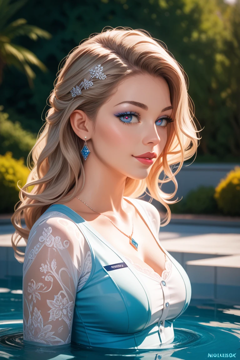 blond woman with roses in her hair, realistic digital art 4k, realistic digital art 4 k, deviantart artstation cgscosiety, realistic digital illustration, realistic artstyle, 3 d render stylized, digital fantasy portrait, 3 d render character art 8 k, realistic digital painting, realistic art style, stunning digital illustration, realistic digital drawing, digital art of an elegant