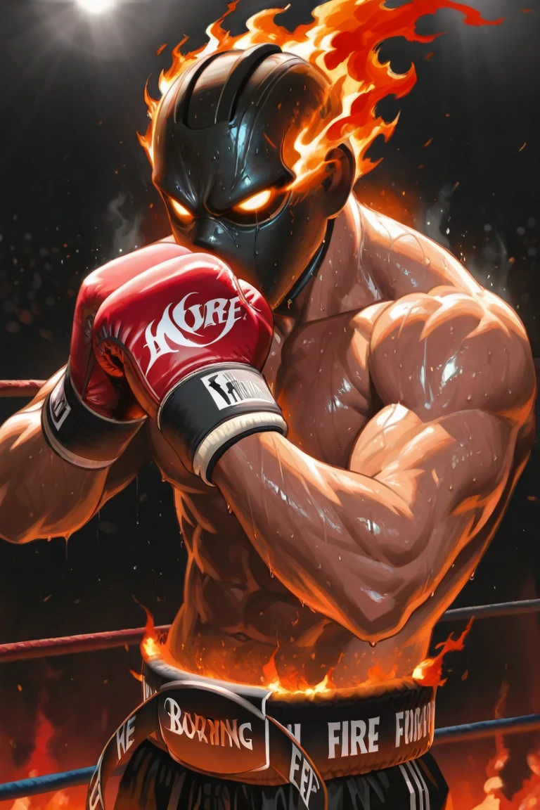 A character who is a boxer who has an aura coming out of his eyes
