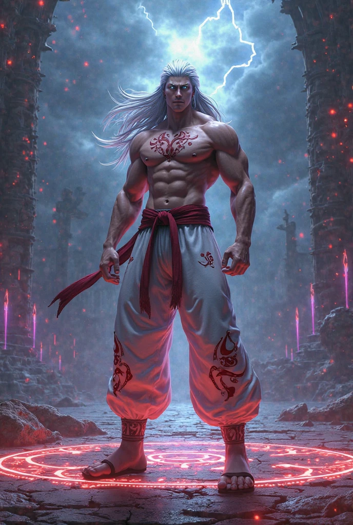 Photo, Naked Man (Fantasy Daimyo style:1)、Full body depiction、penises、testicle、pubick hair、Sweat from the whole body