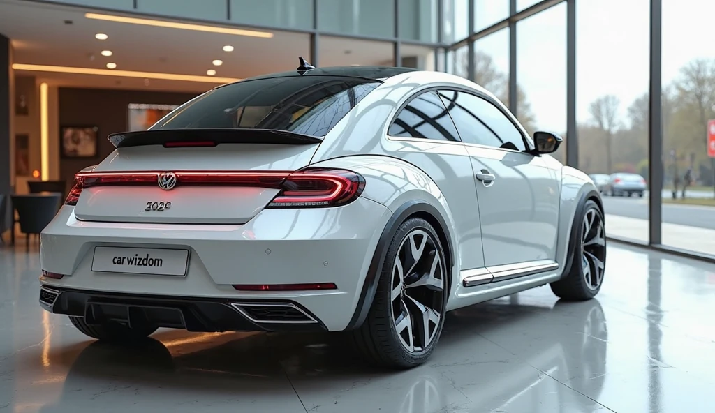 A concept vehicle image of the 2025 Volkswagen Beetle from the back ...