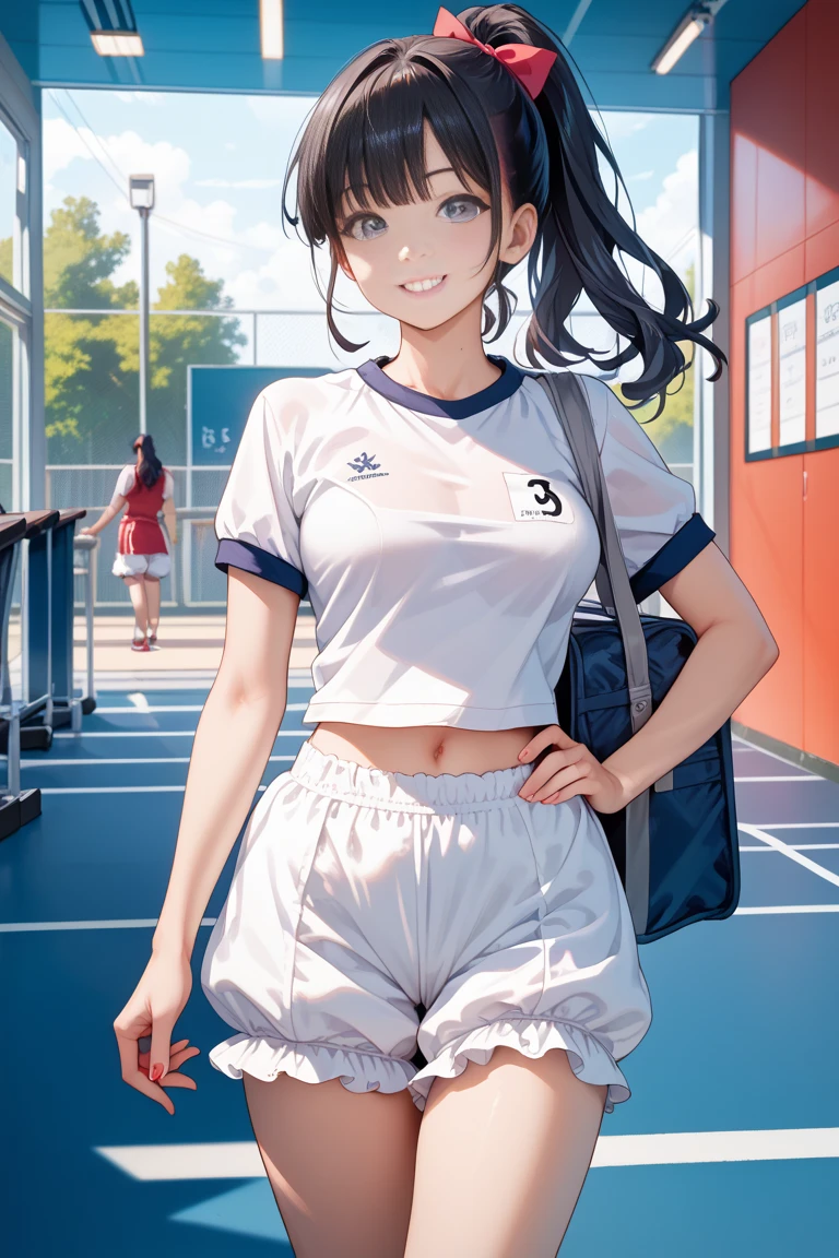 (masterpiece, best quality, detailed), 1girl, solo, looking at viewer, nagatoro hayase, yellow eyes, long hair,black hair, dark-skinned female, hairpin,
<lora:Soccer Uniform By Stable Yogi:0.5>, soccer uniform, cherry blossoms, petals, outdoors, tree, sky, wind, waving, hand up, arm up, walking, smile, open mouth, blush, heavy breathing, sweatdrop
