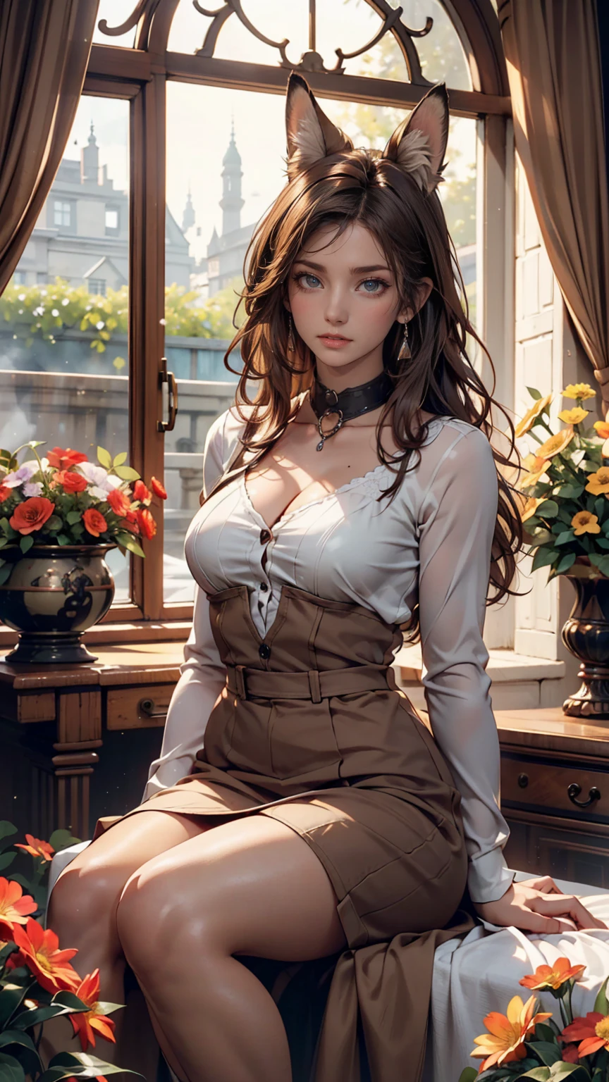 masterpiece, Highest quality,4 Girl,Young girl, plum_Pie's Eyes, brown, ChoppyBob,enviable _face,Shiny skin,Medium chest,Beautiful leg lines:1.3,Thick thighs, Narrow waist,, Knee socks,tie,((Pencil Skirt)),Red high heels, pantyhose, , trail_Lined_and_開flower_cherry_flower_wood,,View your viewers,From below,whole body, Legs Up Sex,Sexy proportions、Sexy、Narrow waist、Long eyelashes、Eyeshadow、lipstick
