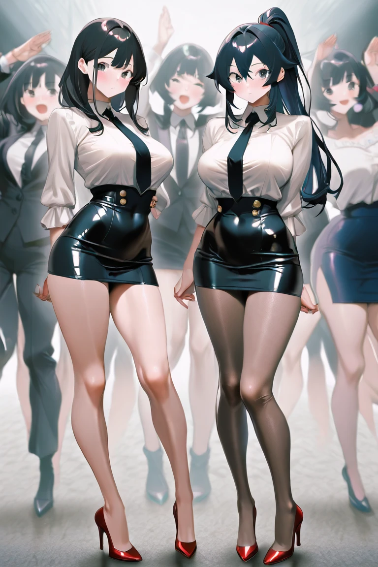 ((Biologically correct number of limbs)), Wearing stiletto-heeled over-the-knee boots:1.1, a beautiful girl, has a pair of legs , having beautiful legs, only lower body, best quality, leggings, foot close up view only