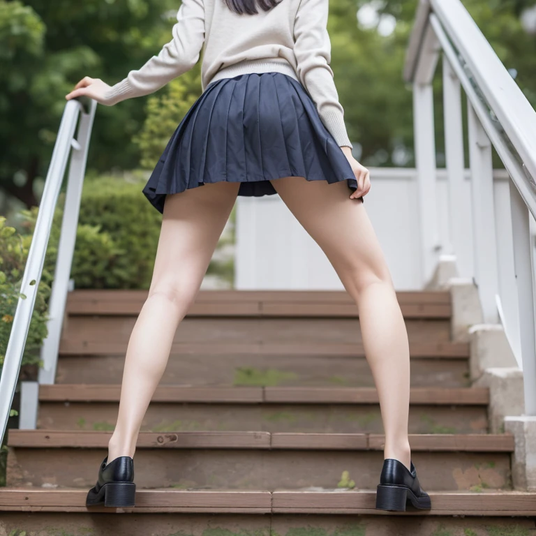masterpiece,best quality,(8k,raw photo,photo realistic:1.2),shiny skin,detailed skin,realistic,reality,full body,
photorealistic,(1girl:1.3),(solo:1.1),(japanese 25yo:1.1),skinny,(gyaru:1.2),
,navy skirt,fullback panties,pleated skirt,
(back view:1),(upskirt:1.4),(panty shot:1),(from below:1.3),(spread legs:1.3),