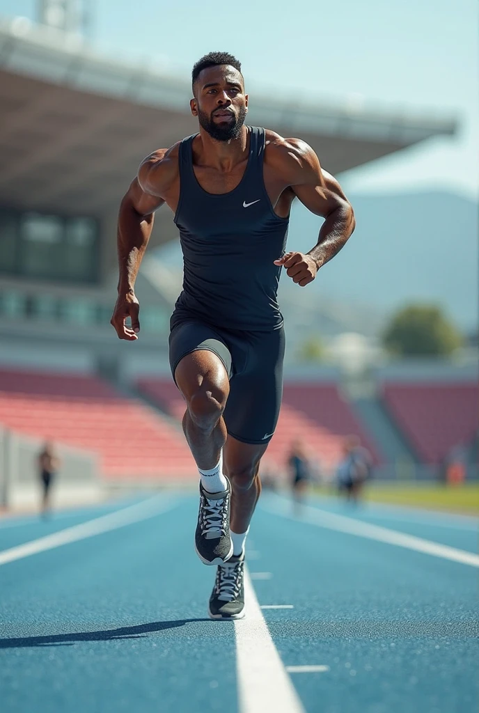 guy, athletic build, Peruvian nationality, happy. in motion, one leg Keepie uppie lower legs with ball, one leg standing straight on the ground, full-length, wearing a white sleeveless T-shirt and black shorts, excellent quality, photo, excellent detail, high quality, , realistic, photography, realism, side view
