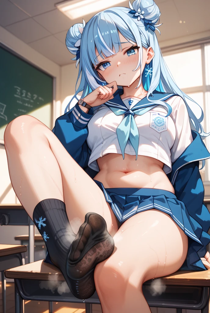 (8k, 最high quality)、Ultra-high resolution、adorable、最high quality, beautiful, Absurd beauty,Ultra-high resolution、Bright blue hair、Blue eyes、 girl、Small breasts、Braided half bob hair、uniform、Me in a knitted cardigan、 girl、Looks about 、Petan Musume、In the classroom、 (cryin) ,Cute Characters, Most detailed, high quality、(missionary, 1boy, penis, lying, vaginal, ass pov, spread legs, sex, nsfw)、nose blush、steam、Oblique angle、Shiny Hair、Very fine and beautiful bright eyes、be scared、Very detailed, clear and beautiful face, Being stripped of clothes、No clothes、Slender body、Awards, Anatomically correct、((Scared))
