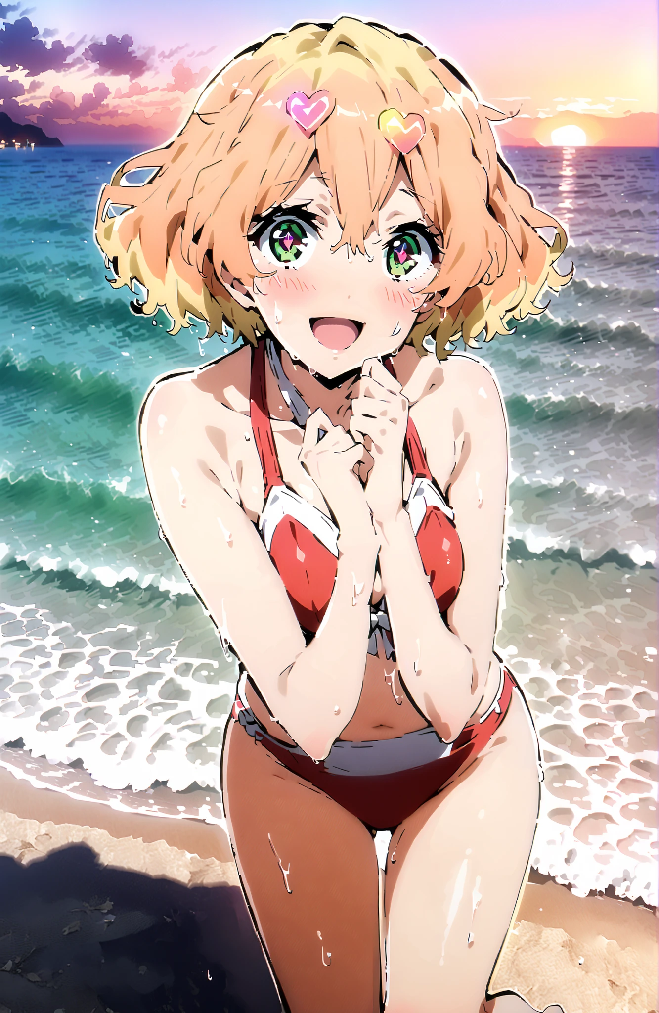 (Perfect body),Best Quality,16 K,(((((Lori)))))、(((NSFW)))、Bikinis aside、(((((blush))))),(:D)、(((Eyes closed)))、embarrassed from,(Short hair), (((Orange Eyes))),((((Pink hair)))),(Sweat),(((small tits))),((((Wavy Hair)))),Ahoge,hair clips,(white knee-socks),((Big ass)),((cheerleaders))、(Big pompons)、((Have a yellow pom-pom))、(((Light blue striped bikini)))、(((Yellow Mini Skirt)))、(((((Panchira)))))、(((((flat chest)))))、(((thick thighs)))、Armpits、((Raising legs))、(((spreading legs)))、(((((short in stature)))))、in poolside