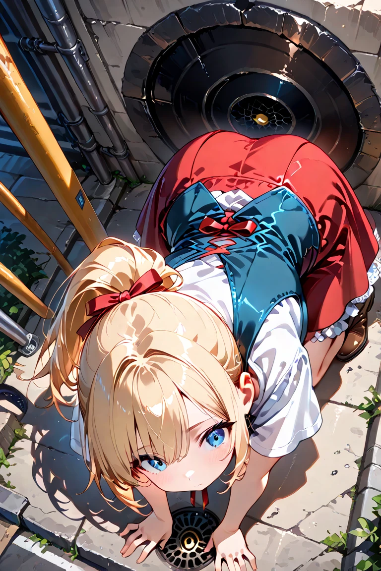 piperBS, blonde hair, hair bun, blue dress, puffy sleeves, short sleeves, pink gloves, fingerless gloves, pink belt, shoes, blue footwear, (((gagged with a fine and small ball gag:1.4))), cute and blushing 18 years old anime girl, look away because she is embarrassed and blushes, bright blue eyes, detailed face, detailed members, detailed arms, Girl lying, tied by ropes, shackled, can no longer move, tied tightly, very hard tied up with lots of ropes, hampered by so many ropes that she can no longer move, bound hands and feet, ropes tie his whole body, tied extremely tightly and forcefully to her bed by a lot of ropes, its limbs are strongly tied together by ropes, his torso is tied up with thick cords, her chest is so tied up with ropes that it sticks out, her legs are tied tightly with thick ropes, his hands are tied behind his back with ropes, she can no longer move her feet, her hands which are tied by thick ropes, she desperately tries to free herself, likes to be tied tight with big ropes, likes to be immobilized by big ropes, lying down, his hands and feet are strongly tied to the railing of his bed, his legs are pressed together and tied with ropes, its limbs are held vigorously by imposing ropes, her hands are tied securely behind her back by ropes, her chest is compressed by strong ropes, she is pressed against her bed and restrained by large ropes, (shibari, arms behind the back:1.4), (hands on the back), (masterpiece, best quality) 1.5, 1girl, solo, (sexy, beautiful woman, perfect face, perfect eyes, perfect hands), samus aran, (hands on the back), Spread the legs, s' ((lie in bed by big ropes)), ((close up of the girl)), ((((lie in bed)))), ((((arms tied behind the back, Legs Tied,La fille est allongée sur le ventre, La fille est allongée sur le sol:1.5)))), ((((girl seen from behind:1.4)))), ((((girl lying down on her stomach:1.4)))), ((((Outstretched arms:1.5)))), ((((Detailed hands:1.5)))), ((((bedroom decor:1.4)))), ((((realistic decor:1.4))))
