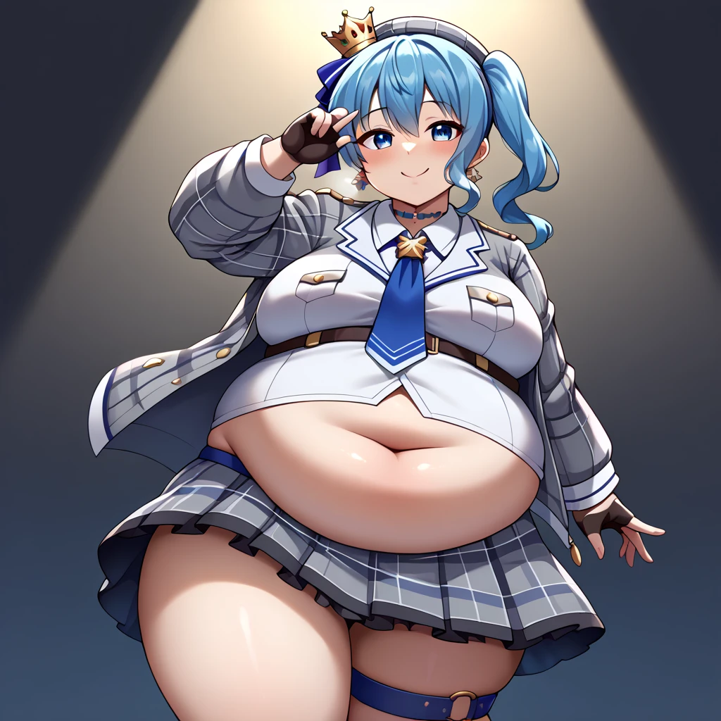 (Full body, glasses, detailed), An image of a pregnant girl wearing a maid uniform with her belly on full display. She is a very voluptuous lady, she has a smug face and she is barefoot. (She is very sweaty and steamy)