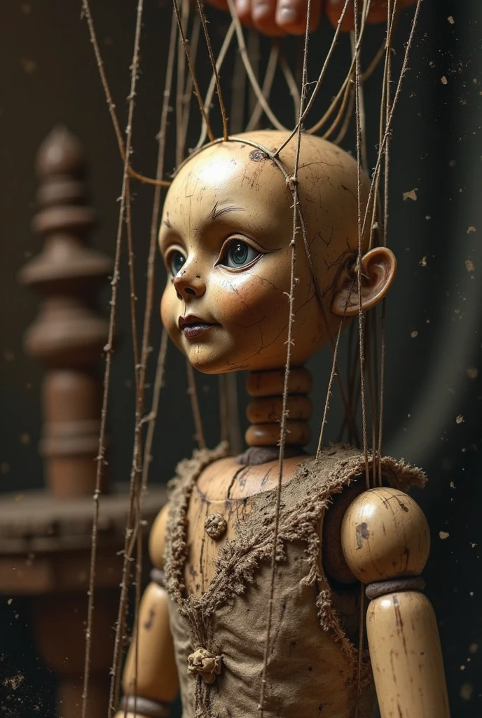 crying puppet which plays itself, Celtic triangle on the chest