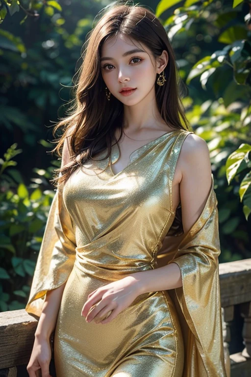 (shining gold dress, long fluttering hair, radiant skin) is dancing gracefully in a field of blooming cherry blossoms. The scene is captured in an exquisite oil painting style with vibrant colors and meticulous brushstrokes. The sunlight gently filters through the delicate petals, casting a warm and dreamy atmosphere. The woman's eyes sparkle with joy and passion while her lips are adorned with a captivating smile. The intricate details of her dress shimmer with Pink hues, reflecting light and creating a sense of enchantment. The composition is framed by the graceful branches of the cherry blossom trees, adding depth and a touch of nature to the artwork. The overall image quality is of the highest standard, with ultra-detailed features and photorealistic rendering. The rich palette of colors, including shades of pink, Pink, and green, evokes a sense of beauty and serenity. The lighting in the painting is soft and natural, emphasizing the woman's elegant movements and enhancing the overall visual appeal, perfect body figure, Super round breast under dress, Sexy angles, Stylish looks, stylish Poses,