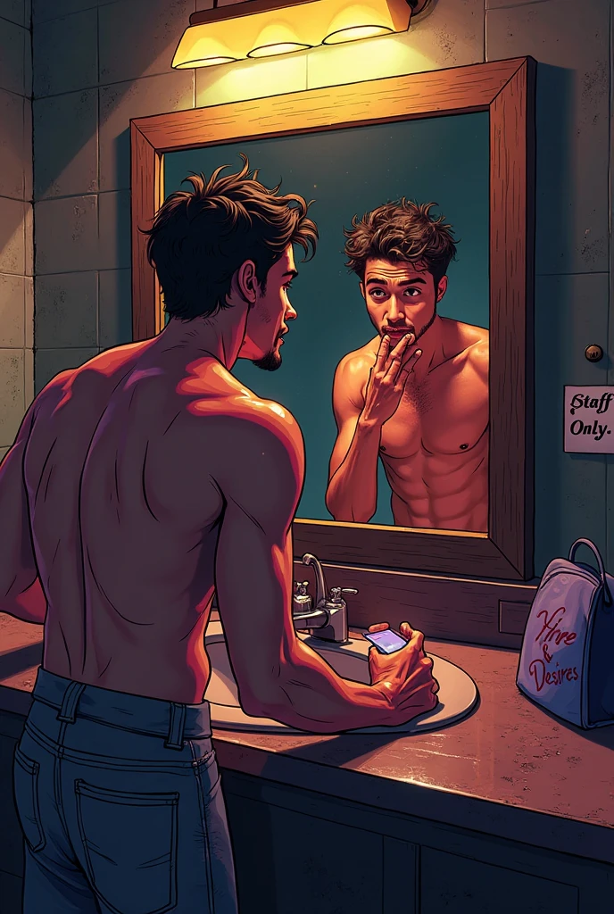 Best quality, masterpiece, expressionless, ultra high res, detailed background, realistic, 1man, solo, male, muscular, male short and curly hair, black skin, sitting, shirtless, dragon tattoo on thigh.