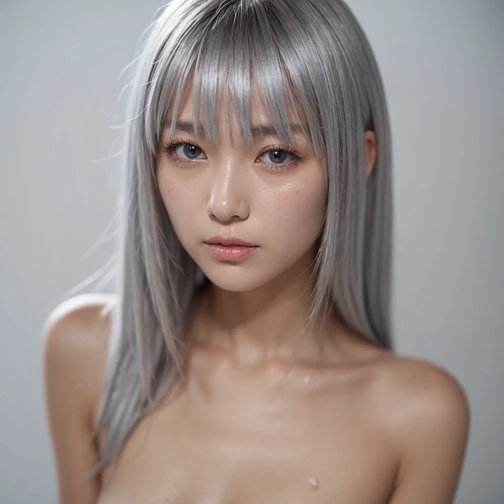 beautiful girl、Silver Hair、short、nude