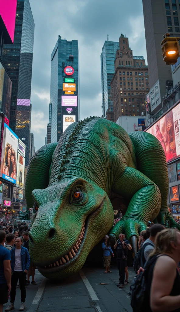 realistic image of dinosaurs in New York