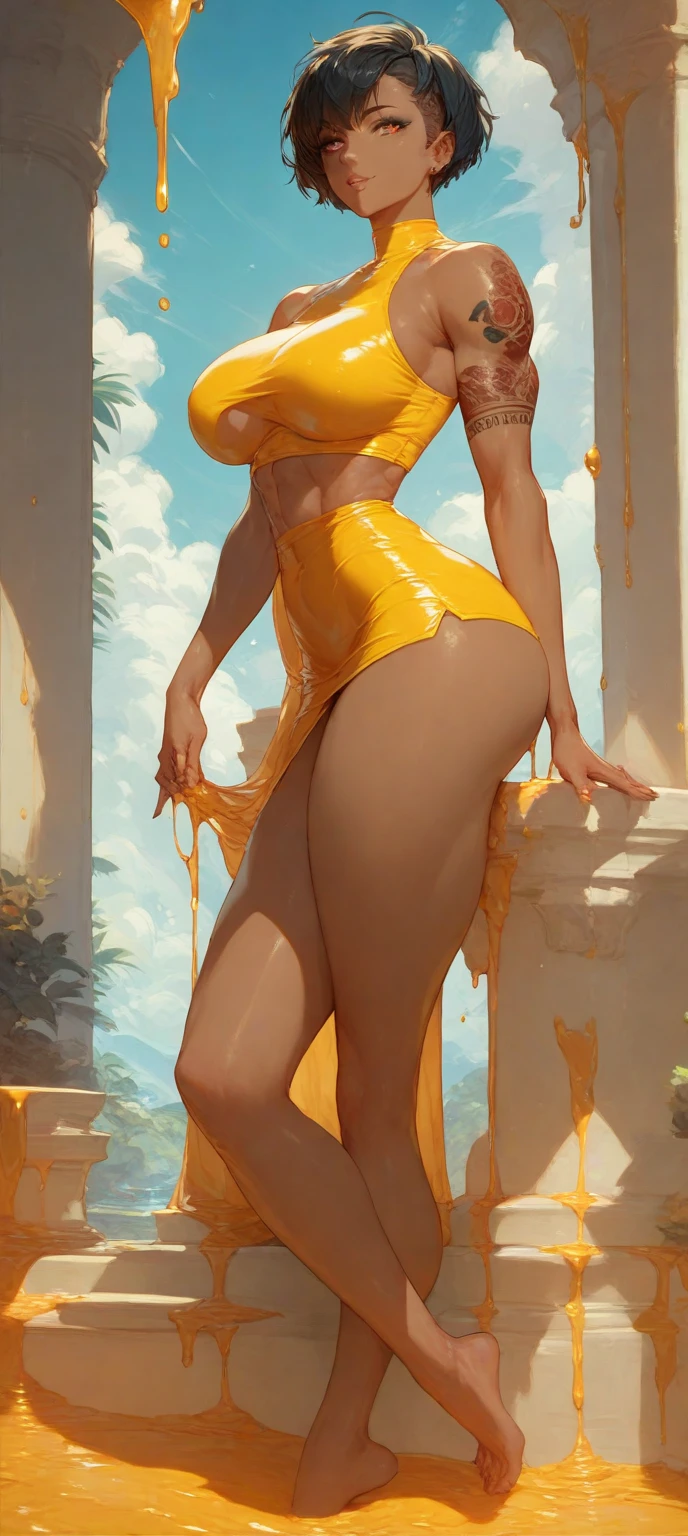 (best quality, highres, ultra-detailed:1.2), extreme close-up view, detailed skin texture, large canvas, blurry, True physiological structure, female, open thighs, chest exposed, no pants, without any trousers, no pants, skin-tight, no clothing, explicit anatomical details