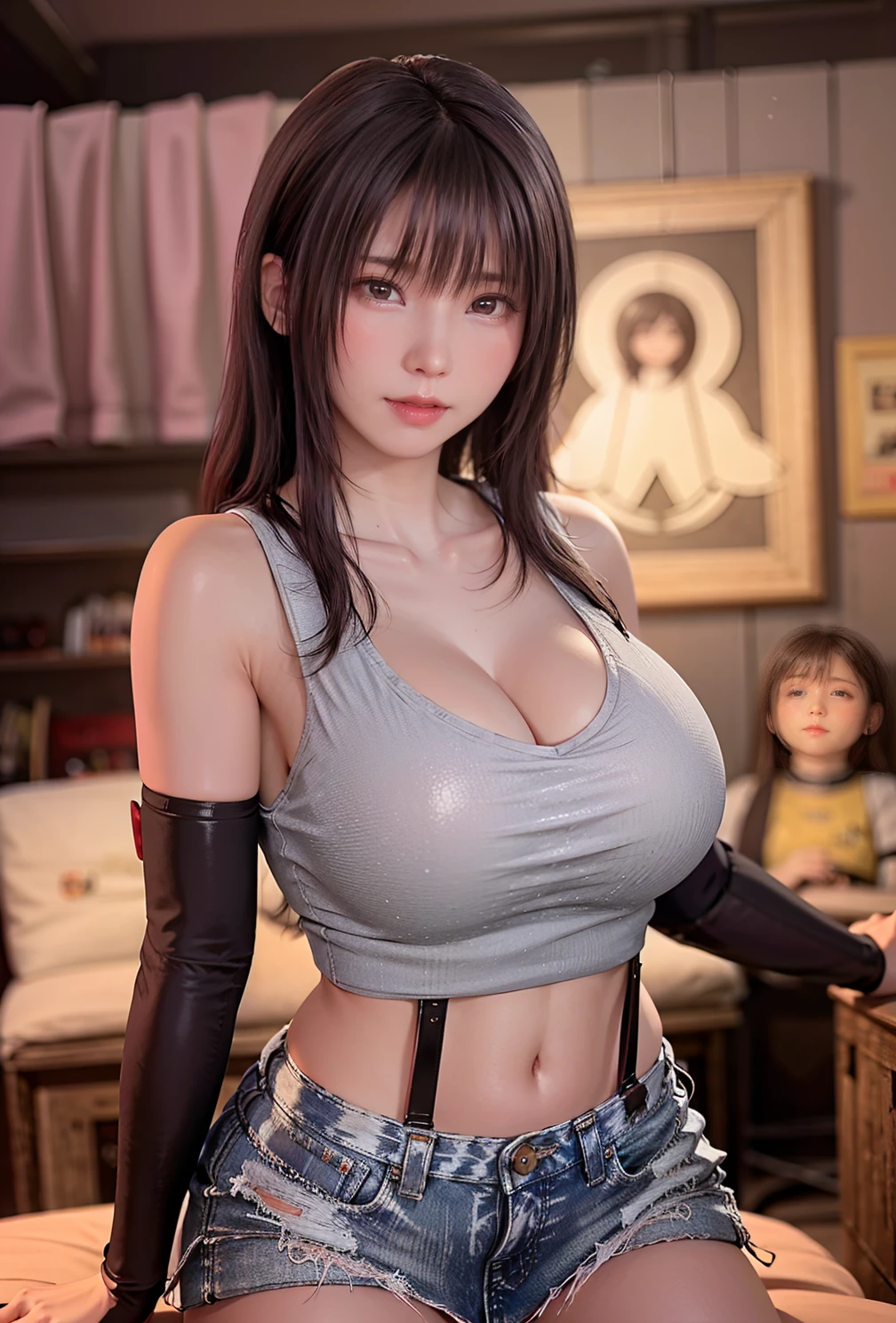 sfw, Photo, Best quality, high resolution 8k,most beautiful teenager,17 years old, white skin, ultra detailed, European, short hair disheveled, beautiful black hair with bangs perfect body, toned,exuberant exotic, erotic, , big breasts,narrow waist, big buttocks very well detailed, Fubuki , one punch-man, open fur coat,micro lingerie, wearing bra,((skinny waist)), young asian girl, ((big boobs)),