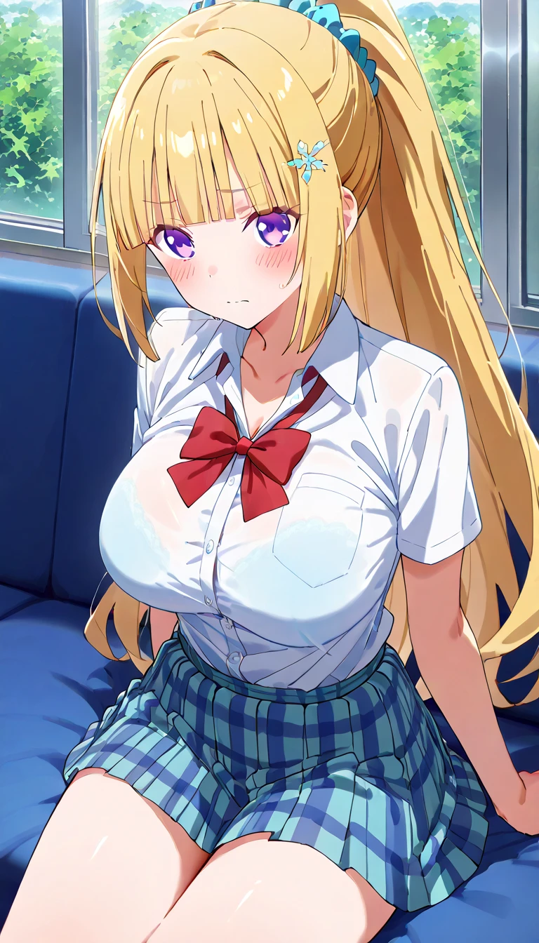 Beautiful long blonde　Beautiful long blonde　Girl in a sailor suit　Pleated skirt　mini skirt　Long sleeve　Double handjob　 penis　Blindfold　Covered in semen　Bukkake　Small breasts　Underground Prison　metal collar