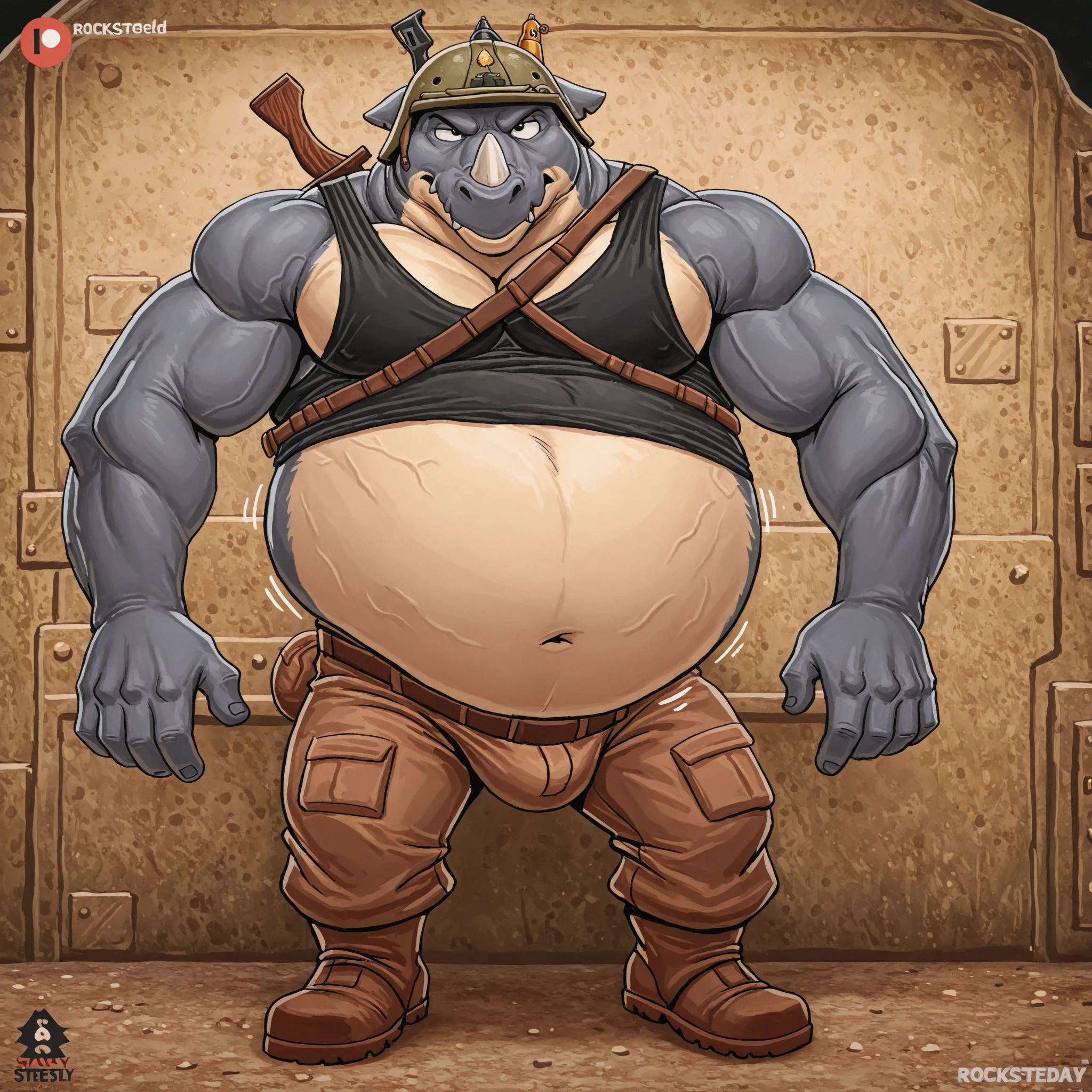 Epic Citizen Zootopia style, My hero zootopia Character, The Legend of Zelda Sumo adventures style, A poor villager, Real life, Anime serie, Anime character, Obese muscle Obese Sumo wrestler Werebeast ???, full body pic (obese, strong legs and arms) Sumo wrestler Werebeast ???. Obese muscle fat ??? (bulky, wide, broad shoulders), Citizen obese Werebeast ???, Solo, Male, Gorilla, (short hair, snout), messy fur, messy hair, fat, big fat, musclechub, horny, aroused, sweating, smirking, notched ear, by Bebebebebe, by Spikes, By Darkgem, by taran fiddler, by Chunie, standing, suspenders, work boots, full body, penis bulge, genital outline, looking at viewer, carpenter room background, wood working, rustic, flame lanterns, warm lighting