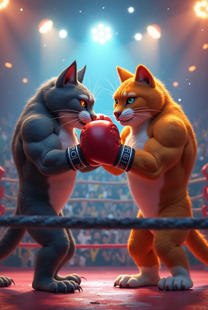 Once upon a time in a bustling city, there were two famous boxing cats known as Blue Cat and Red Cat. Each was celebrated for their unique fighting style and vibrant personalities.