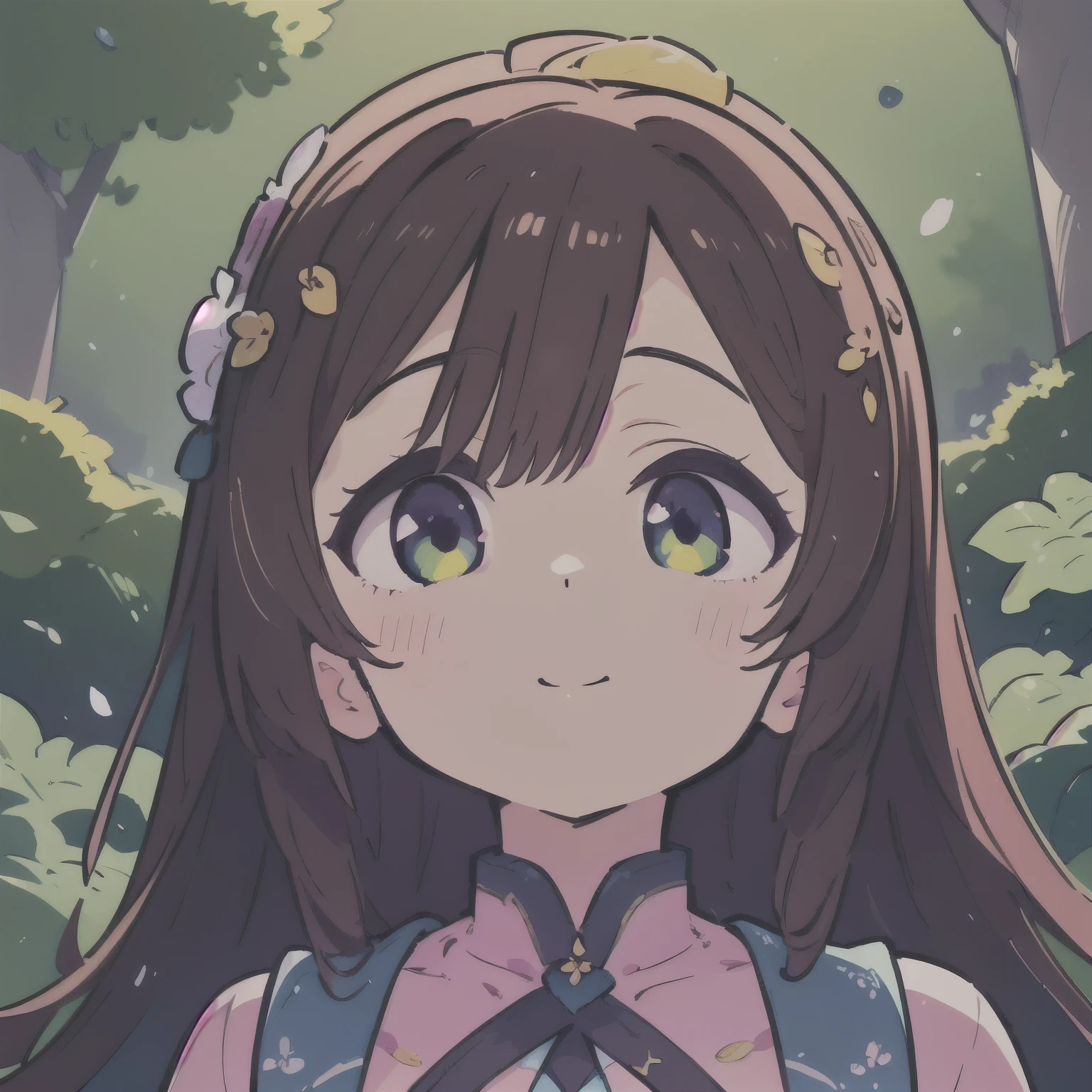 a vibrant, whimsical digital drawing of a young woman with long hair, detailed facial features, playful expression, flowing hair, intricate hairstyle, colorful floral crown, delicate skin, elegant posture, ethereal atmosphere, fantasy landscape background, magical environment, glowing lights, shimmering particles, vibrant colors, digital art, 8K, highly detailed, masterpiece, photorealistic