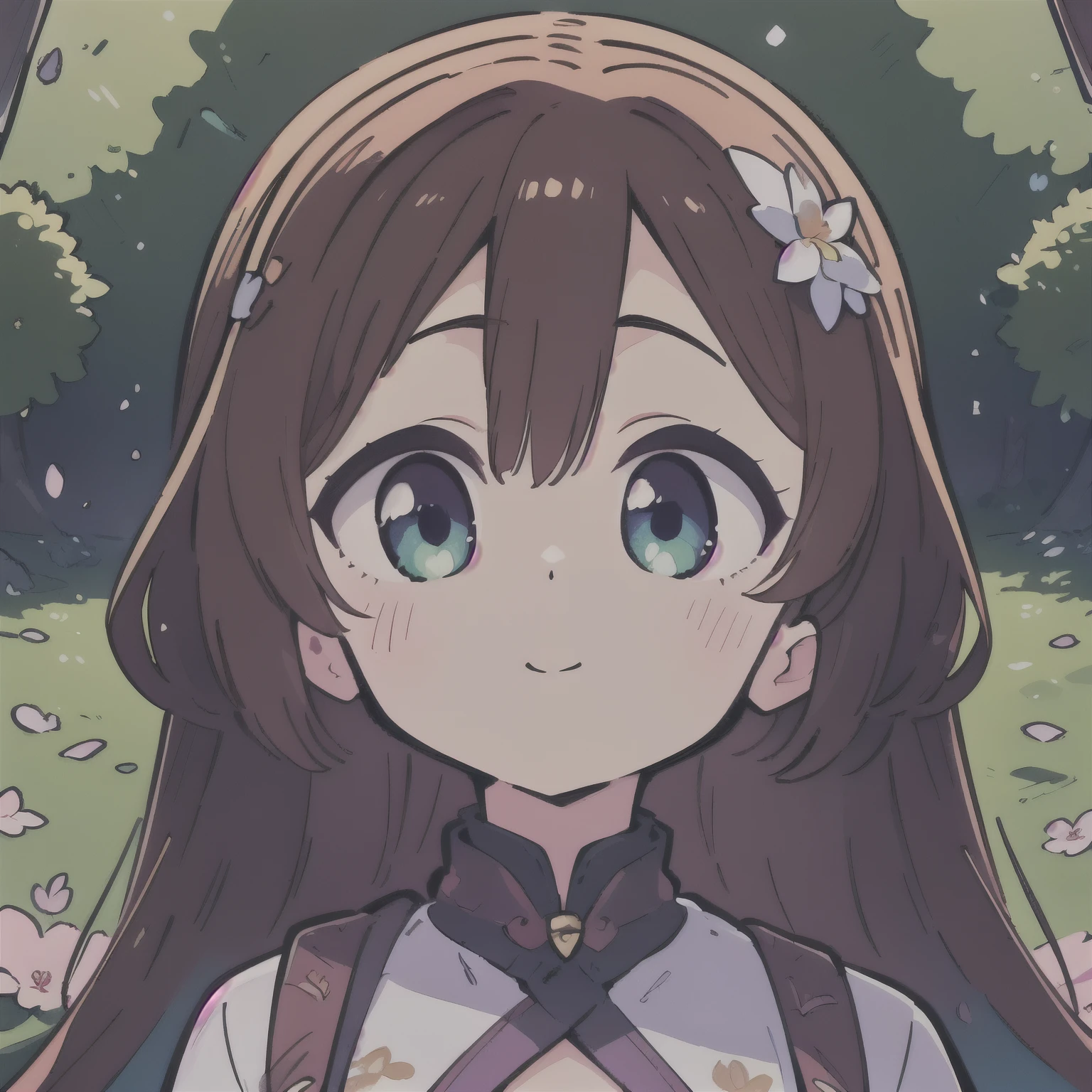 a vibrant, whimsical digital drawing of a young woman with long hair, detailed facial features, playful expression, flowing hair, intricate hairstyle, colorful floral crown, delicate skin, elegant posture, ethereal atmosphere, fantasy landscape background, magical environment, glowing lights, shimmering particles, vibrant colors, digital art, 8K, highly detailed, masterpiece, photorealistic
