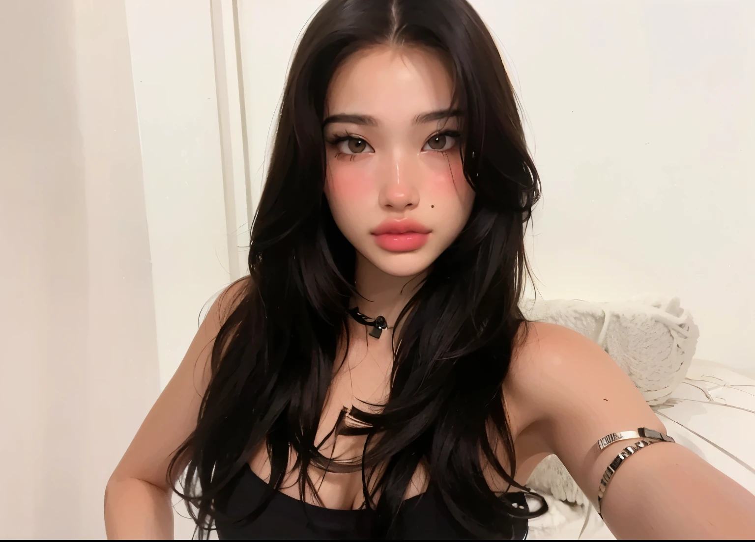 mulher arafed com cabelo preto longo e um top branco, 18 anos, pale goth beauty, 1 7 - year - old goth girl, cruel korean goth girl, Ela parece uma mistura de Grimes, with pale skin, pale fair skin!!, 1 6 anos, goth girl aesthetic, pale-skinned persian girl, 2 2 anos